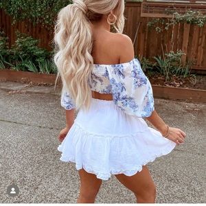 Vici Smocked Puff Sleeve Crop Top